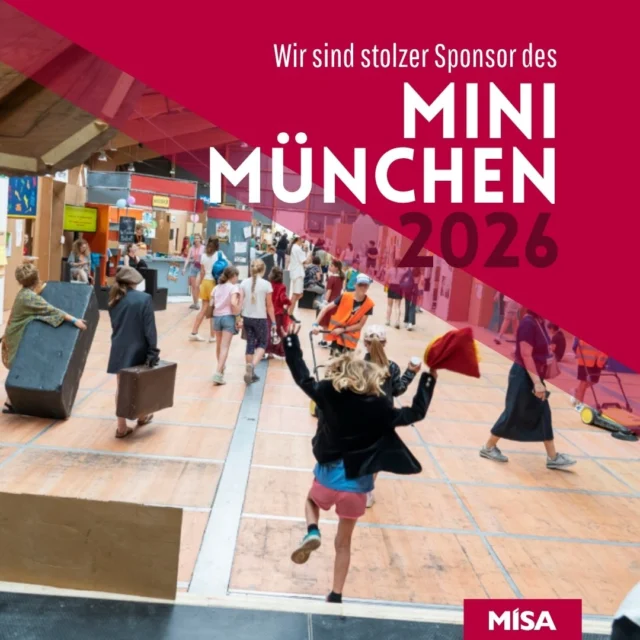 (DE/EN) Wir sind stolz darauf, Sponsor des Projekts SPIELSTADT MINI-MÜNCHEN 2026 sein zu dürfen.
Vom 3. bis 21. August 2026 auf dem Showpalast-Gelände in Fröttmaning - einfach eine tolle Sache!
Die Stadt ist in groben Zügen aufgebaut und inszeniert mit Holzkulissen und -wänden in Hallen, Zelten und im Freien. Was daraus wird, bestimmen die Kinder und Jugendlichen selbst. 
Die Grundregeln des Stadtspiels sind einfach: Mitmachen können alle Kinder – kostenlos und ohne Anmeldung. Einmal eingetaucht ins Stadtleben, schlüpfen sie in die unterschiedlichsten Rollen einer Stadtgesellschaft, die hier ausprobiert, interpretiert und improvisiert werden können.
Das Besondere: In Mini-München gehen Kinder und Jugendliche einer Arbeit nach oder sie studieren. Wie sich dabei Lust und Leistung verbinden, verblüfft erwachsene Besucher:innen jedes Jahr aufs Neue.
MISA wünscht viel Spaß :)

(DE/EN) We are proud to sponsor the SPIELSTADT MINI-MÜNCHEN 2026 project.
Taking place from August 3 to 21, 2026, at the Showpalast grounds in Fröttmaning—it’s a fantastic initiative!
The city is set up using wooden backdrops and partitions—arranged in halls, tents, and open-air spaces—to create a basic urban layout. It is the children and young people themselves who decide how the city evolves.
The ground rules of this city game are simple: all children can participate—free of charge and without registration. Once immersed in city life, they step into a wide variety of roles within an urban community, allowing them to experiment, interpret, and improvise.
What makes it special: In Mini-München, children and young people hold jobs or pursue studies. The way enthusiasm and productivity combine in this setting amazes adult visitors year after year.
MISA wishes everyone lots of fun! :)